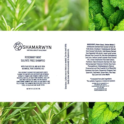 Miniatura 3 de Rosemary Mint Shampoo Sulfate Free Natural-Organic Flax Seed Oil & Aloe Vera Color Safe 8oz