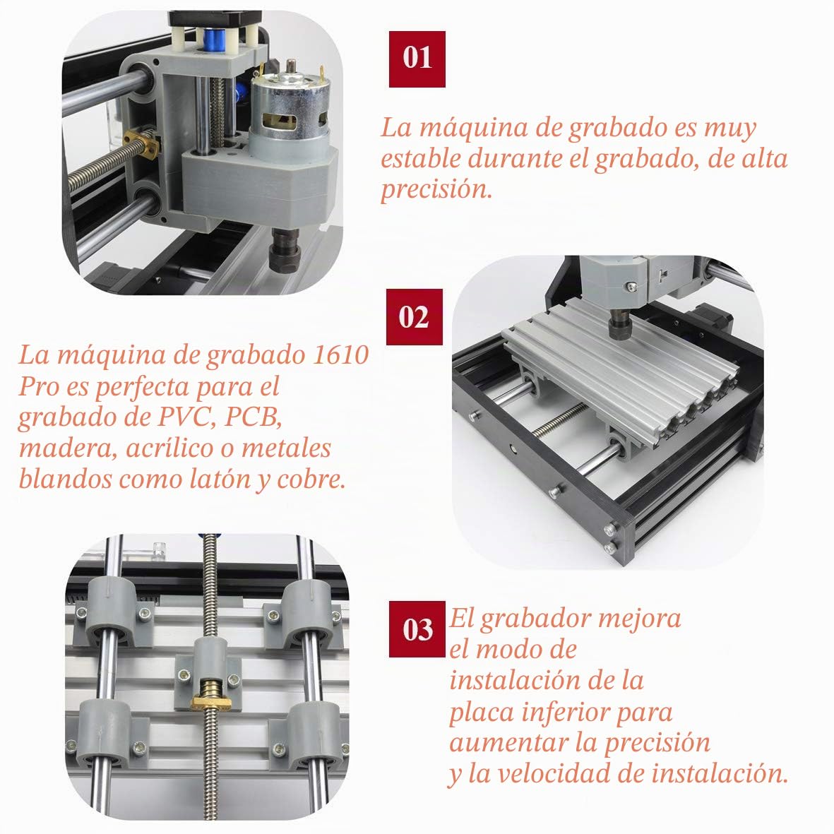 RATTMMOTOR CNC Fresadora 1610 Pro Máquina de grabado de 3 ejes CNC Router GRBL Control ER11 Grabador para madera PVC PCB CNC Fresadora DIY Grabado