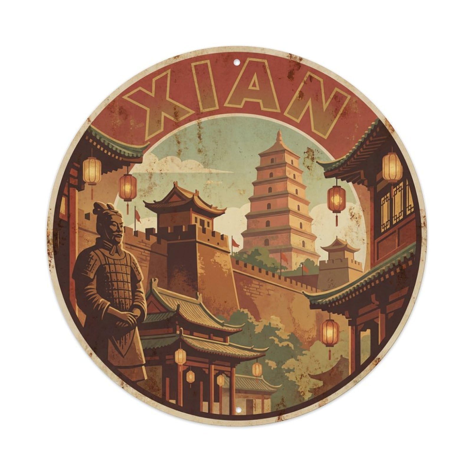 Retro Travel China Xian Metal Tin Sign