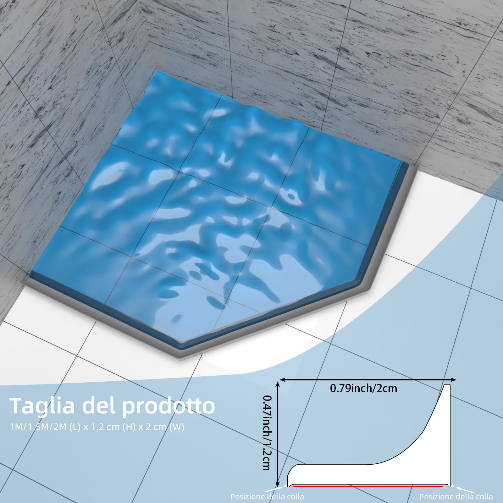 Guarnizione Doccia Sottoporta Barriera Antiacqua Per Doccia 2 Metri - Silicone Autoadesivo, Impermeabile Per Soglia Doccia Silicone Barriere Do Doccia - 14