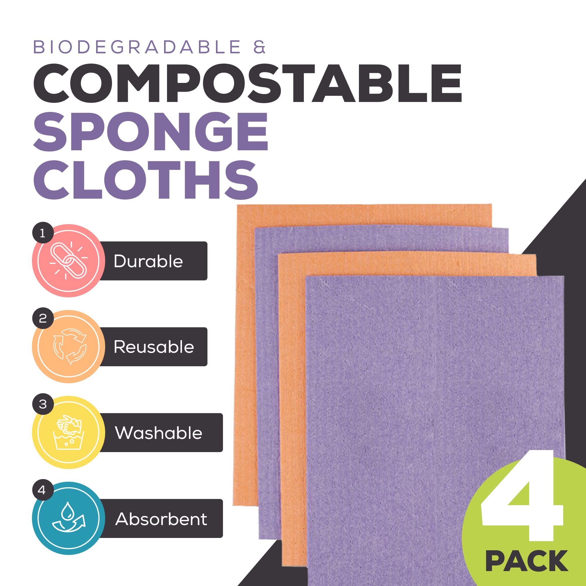 Spontex Panni Spugna Eco, Biodegradabili, Ecologici, Cellulosa/Cotone, Verde, 3 Unità | Leroy Merlin