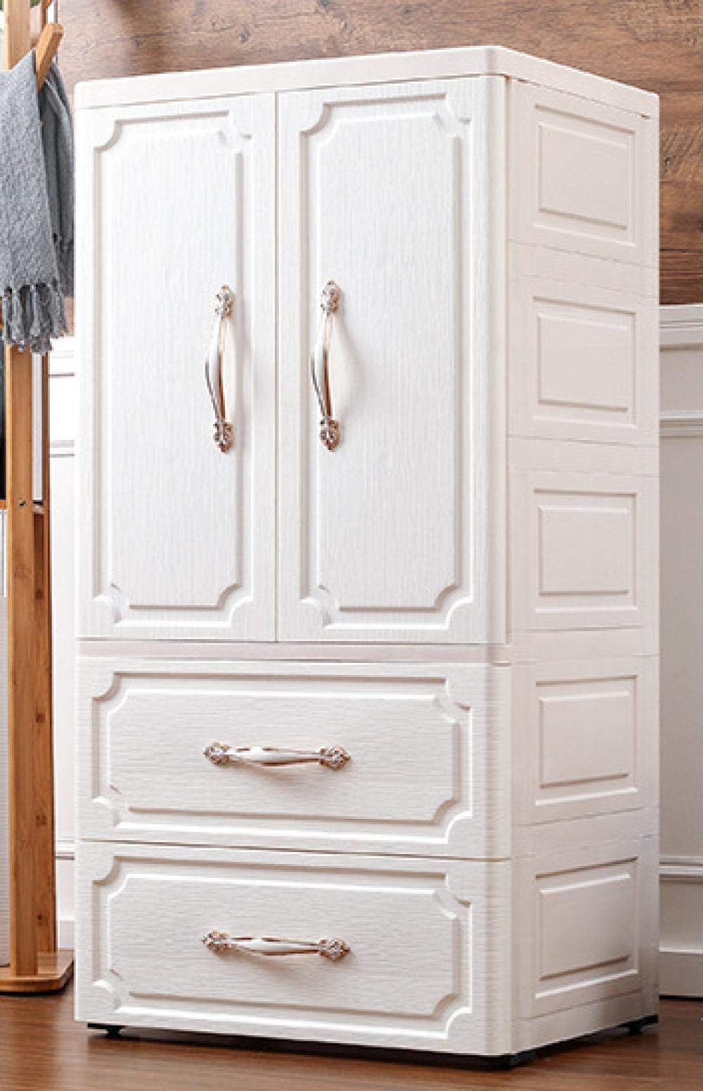 Organizador de almacenamiento armario blanco con cajón completo y plástico estable para ropa