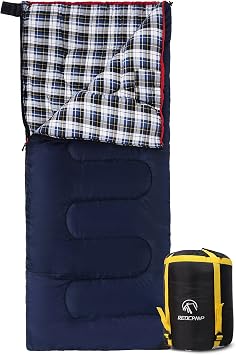 REDCAMP Cotton Flannel Sleeping Bag for Camping, 41F/5C Cold Warm Weather and Comfortable, Envelope Blue 4lbs75"x33"
