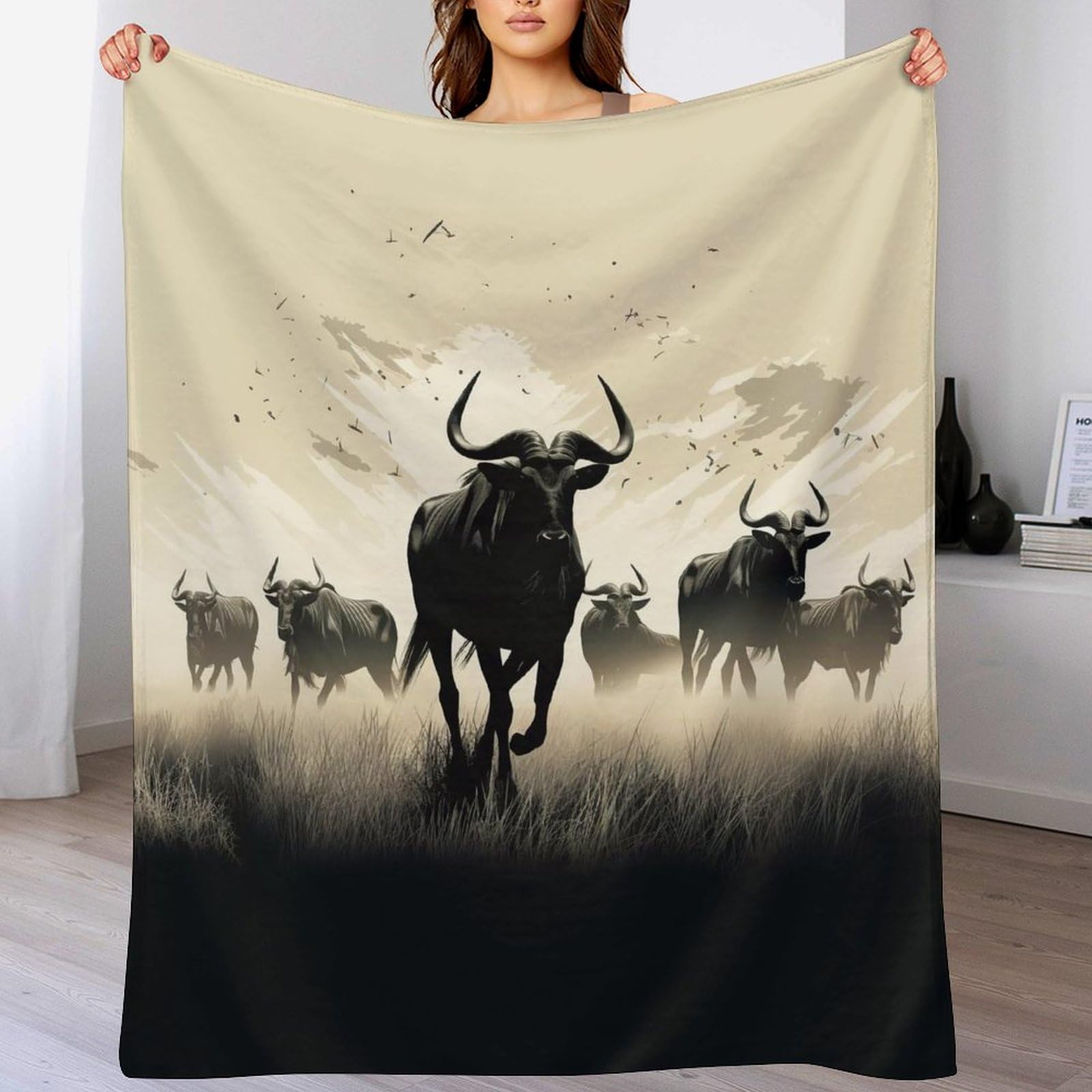 Couverture vache haut de gamme en flanelle lourde pour lit double