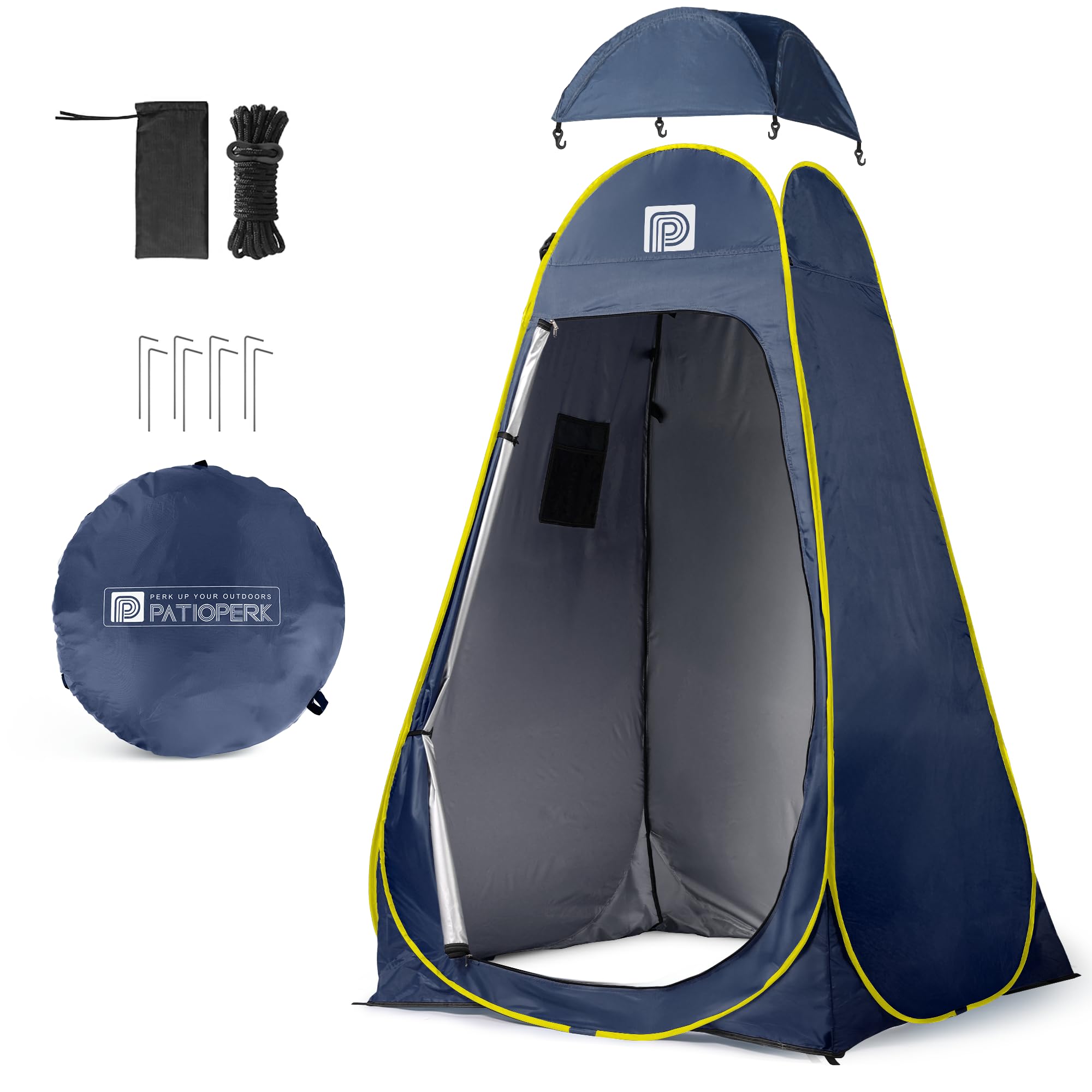 Pop Up Privacy Tent with Reinforced Frame, Portable Camping Shower Tent, Full Coverage Camping Toilet Changing Room for Outdoor Use - UV Protection image 5