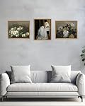 UPWOIGH 12x16 Cadre blanc Rose Floral Wall Art. de style de peinture à l'huile botanique Vintage, crème blanc Rose Bouquet, Nature morte Toile Décor, Salon Chambre Bureau Accent