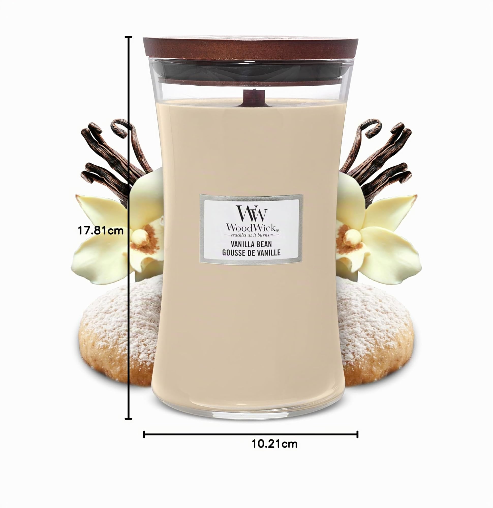 WoodWick candela grande profumata con stoppino scoppiettante | Vanilla Bean | Durata Fino a 130 Ore