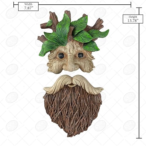 Miniatura 4 de Red Carpet Studios 49024 Cara de árbol de anciano pintada a mano esculpida al aire libre, decoración de jardín, 13.78 x 7.87 pulgadas, ramitas de