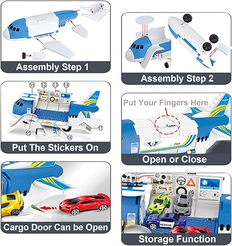 Miniatura 5 de Juguete de avión avión de juguete para niños de 4 a 7 años juguetes para 2 3 4 5 6 7 años juguetes de avión avión de carga de transporte para niños