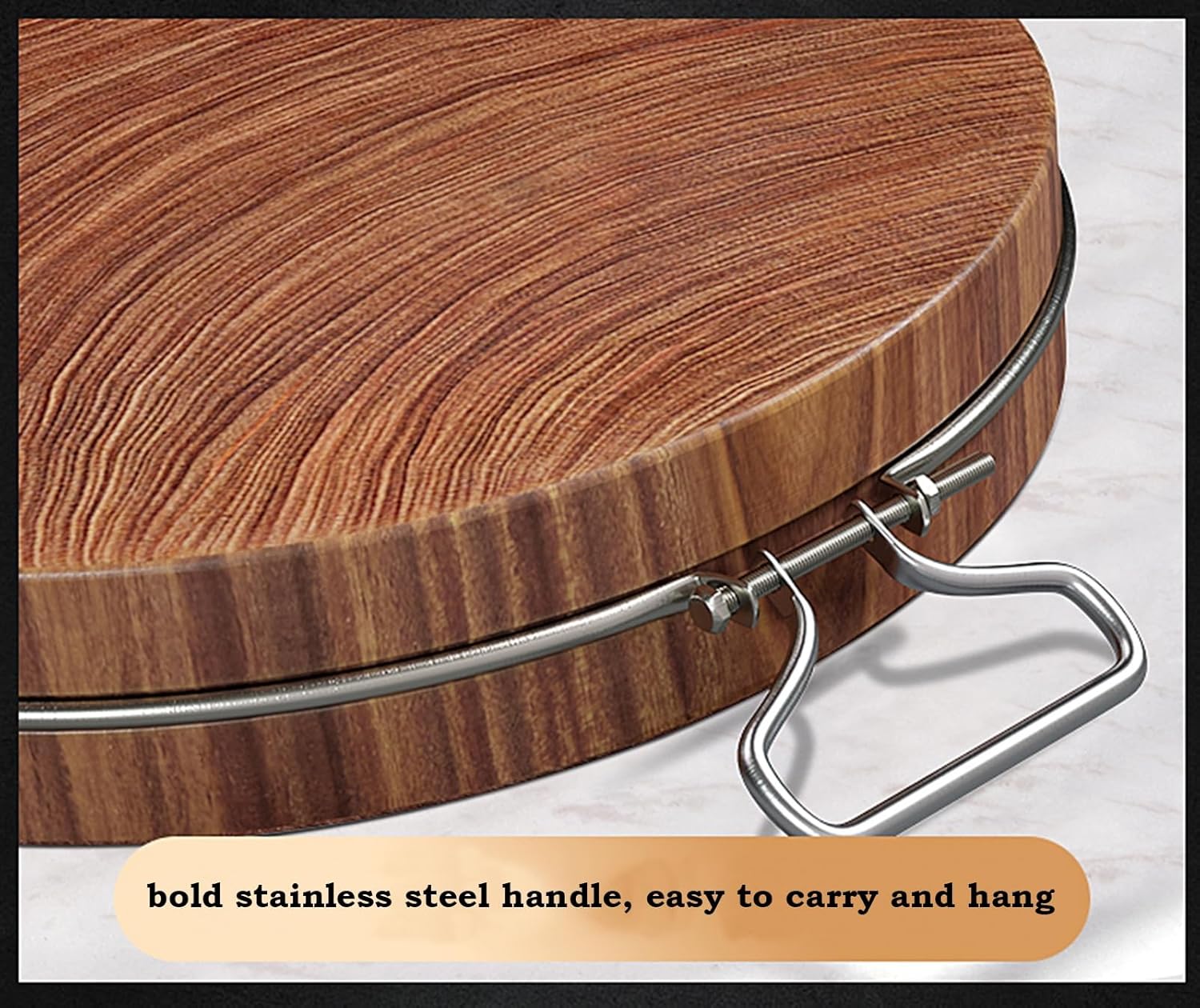 Round Cutting Board For Kitchen With Handle Iron Wood Chopping Board Charcuterie Board Butcher Block For Meat, Fruit Easy To Clean(46cm/18.1in)