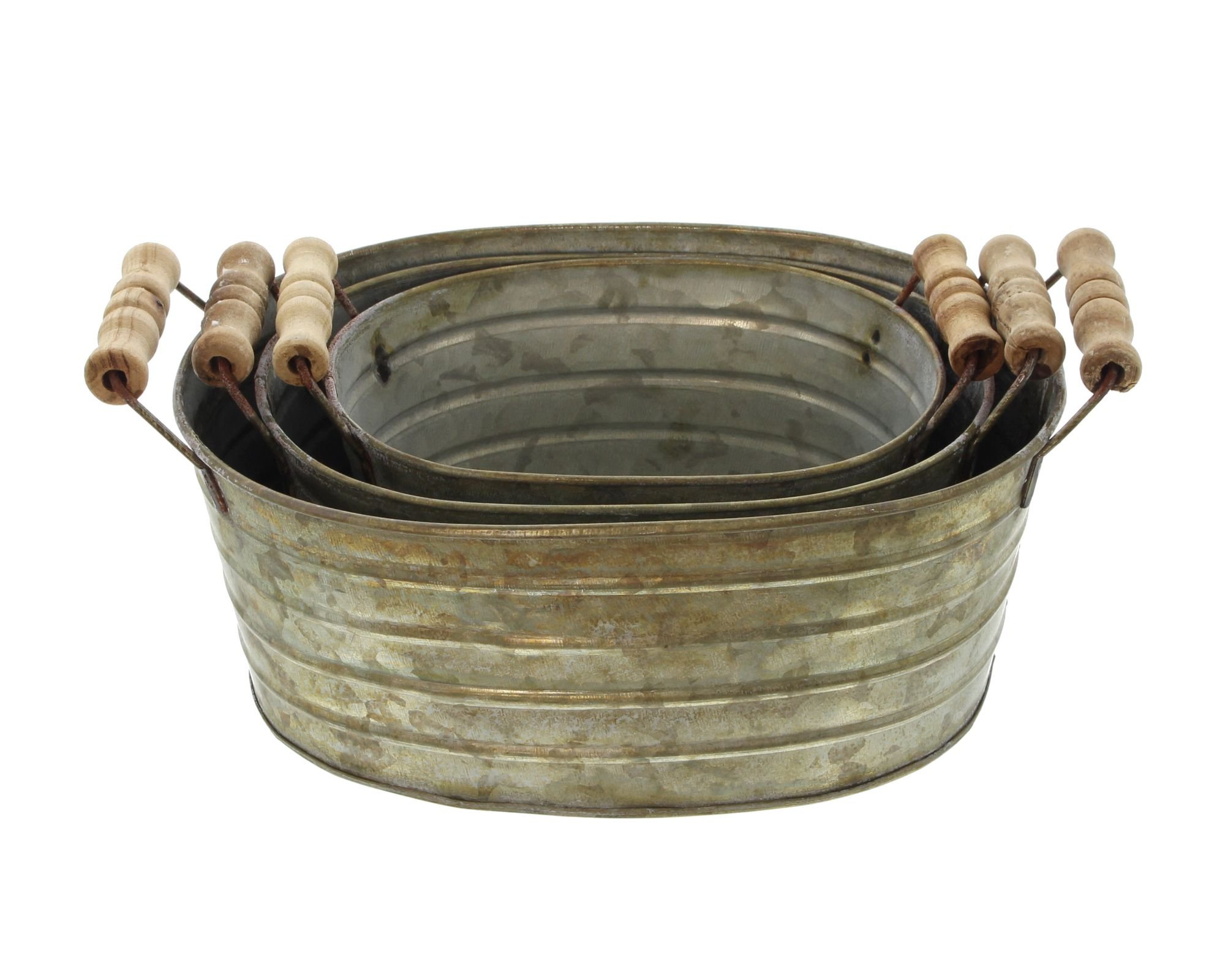 2 Vasetti A Barile In Plastica Per Piante - Finto Legno Con Manici - 35 Cm Per Interni Ed Esterni