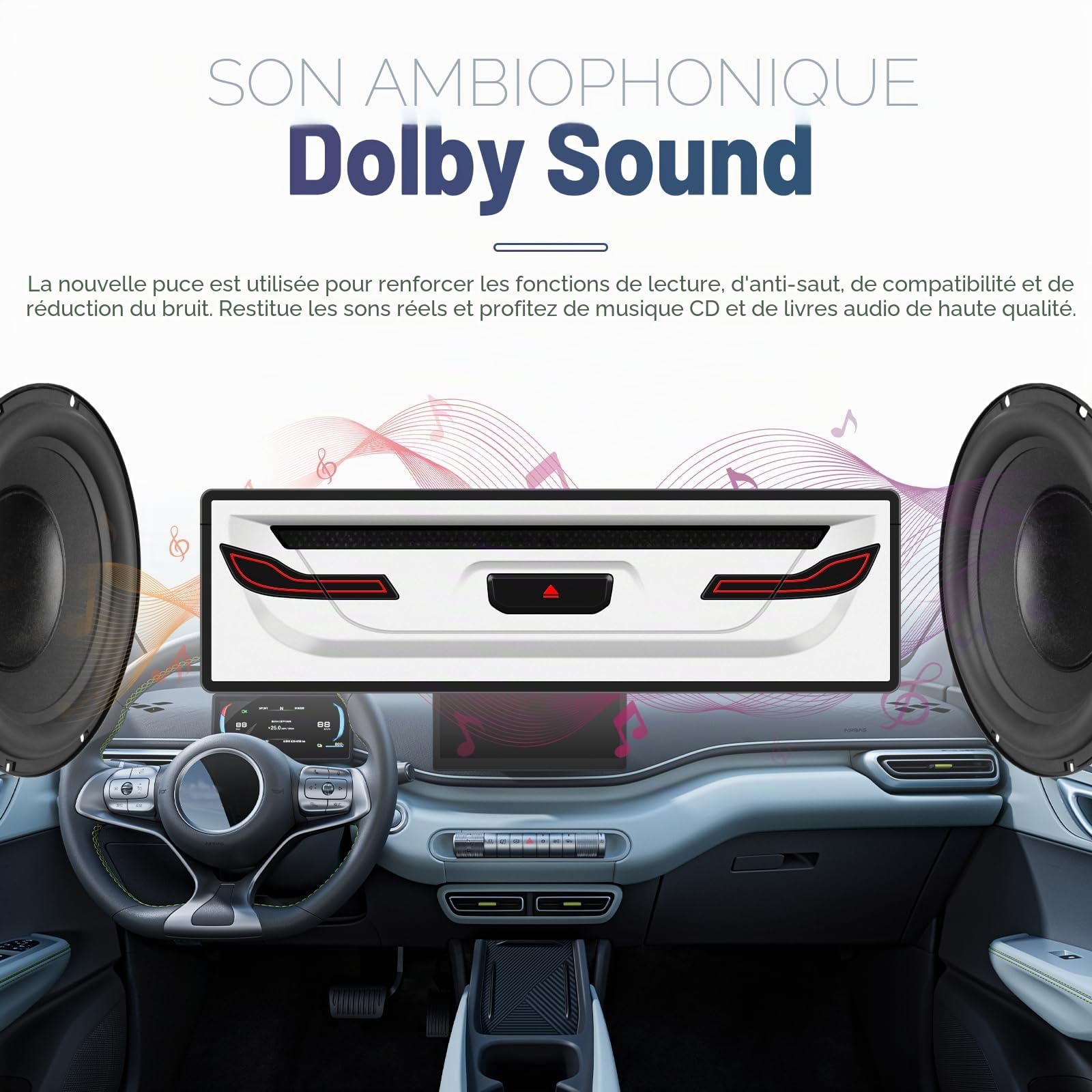 Rimoody Lecteur CD/DVD pour Auto - Plug & Play Haute Performance avec Anti-Choc, USB 2.0, Support WAV/VOB, Compact pour Voiture, Camping-Car
