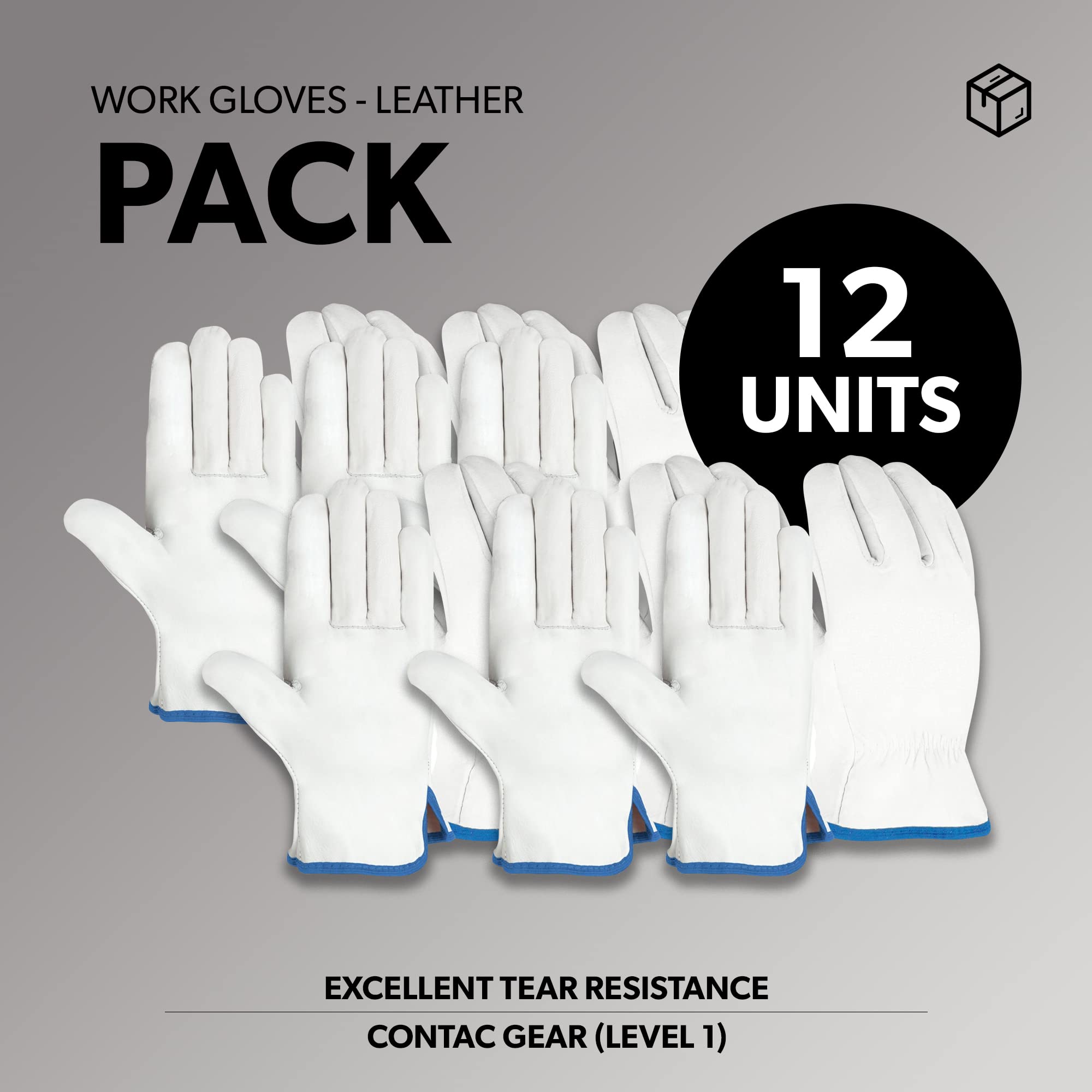 DOJA Barcelona | Gants de Travail Cuir | Pack 12 Paires | Taille 9 | Longueur 25 cms | Gant Risques Thermiques pour Services Publics, Agriculture, Assemblage Electrique, Services de Maçonnerie, etc.