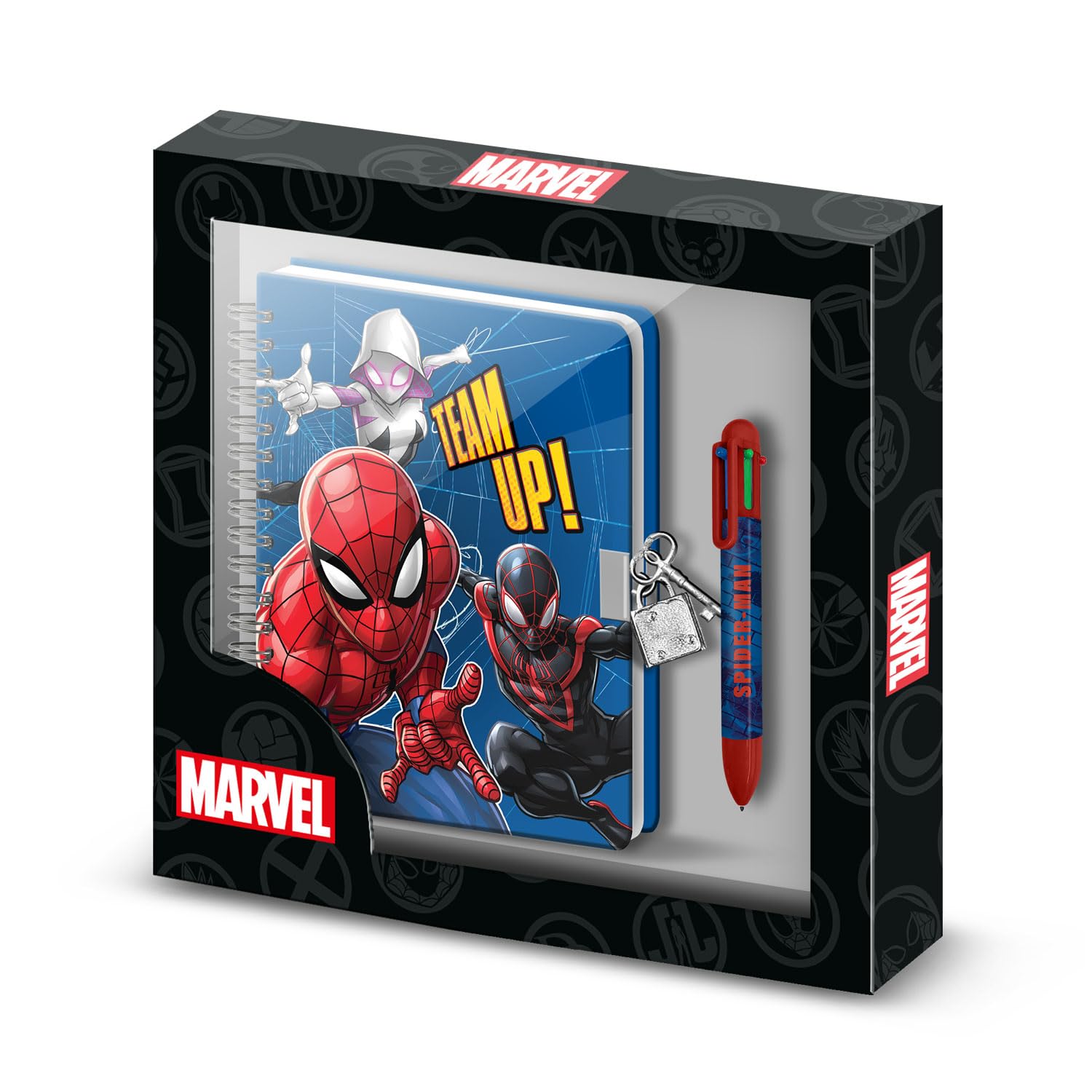 Marvel Spiderman Best Team-Pack of A5 Diary + 6-Coloured Pen, Blue