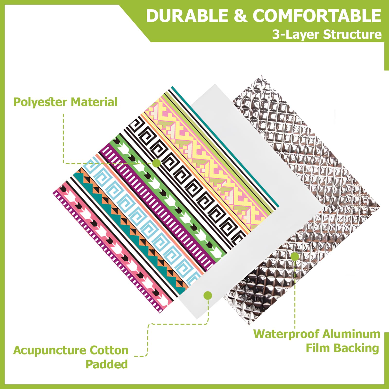 270 x 270 cm, coperta da picnic, fondo impermeabile, tappetino da picnic extra large, stile bohémien, pieghevole, lavabile in lavatrice, per esterni, picnic, giardino, spiaggia, campeggio