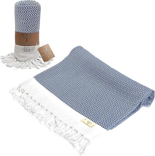 SMYRNA TURKISH COTTON Toalla de playa turca original, 37 x 71 pulgadas, extra grande, de secado rápido, sin arena, spa, viajes, gimnasio, toalla de