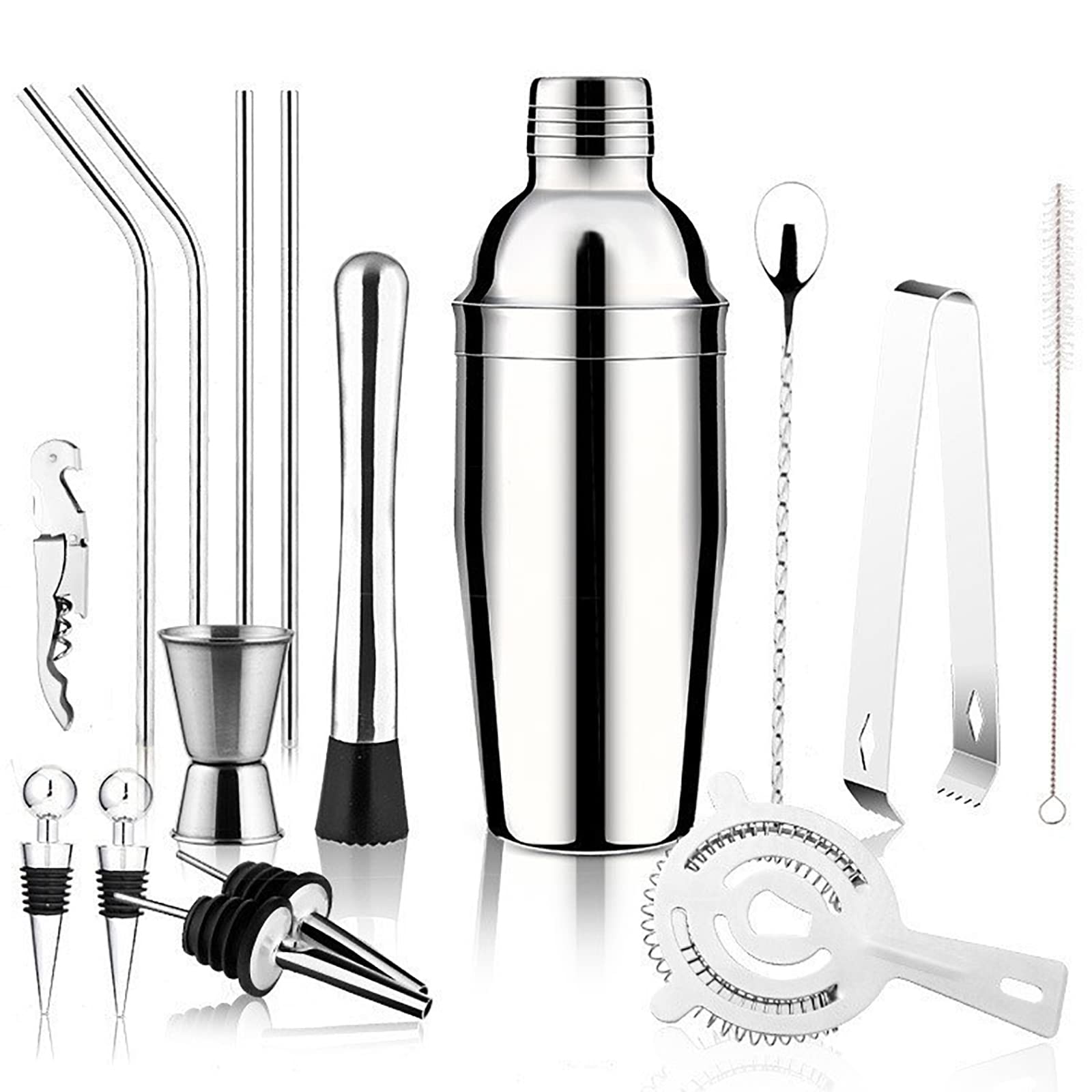 Juego De Coctelera De 16 Piezas, Juego De Herramientas De Barra De Acero Inoxidable Premium De 550 ML, Diseño a Prueba De Fugas De Sello De Boca Redonda, para Fiesta De Bar En Casa