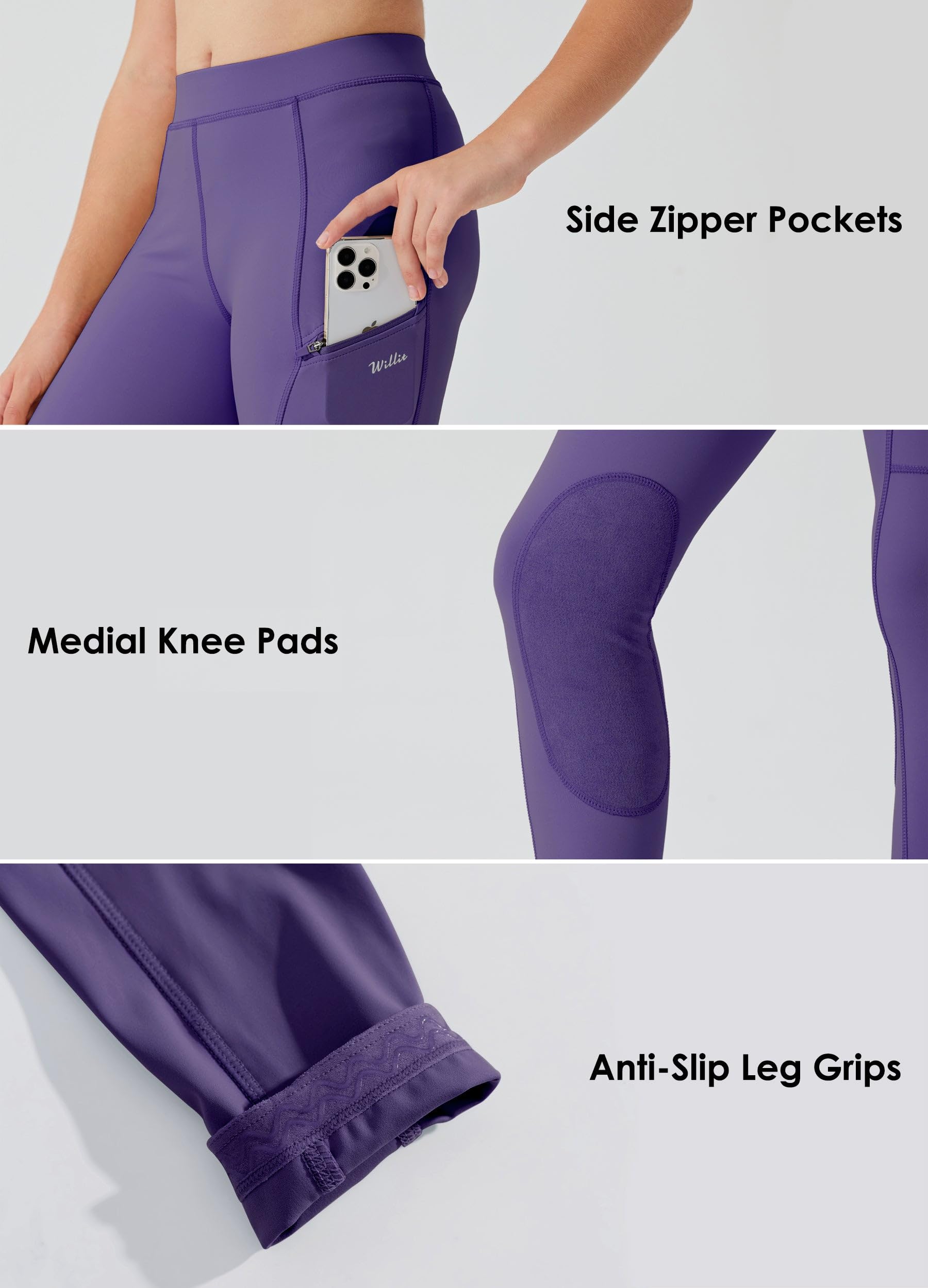 WILLIT Pantalon d'équitation pour enfant fille - Legging d'équitation - Pantalon d'été respirant et élastique avec poches