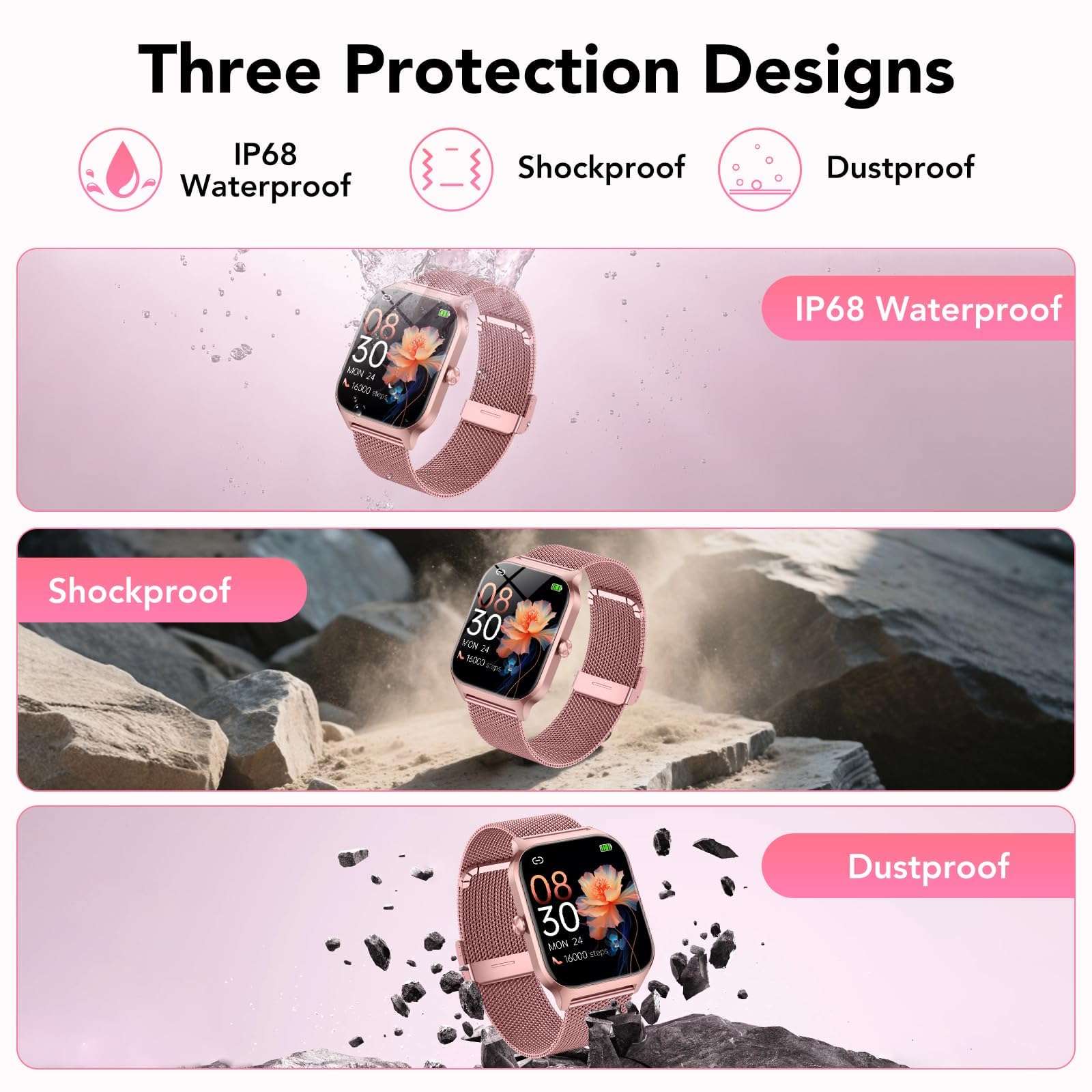 CASCHO Reloj Inteligente Mujer,1.85" HD Smartwatch con Llamadas,120+ Modos Deportes, Monitor Cardiaco y Sueño, Resistente Agua IP68, Whatsapp Llamadas Bluetooth, Regalo Mujer, Android/iOS