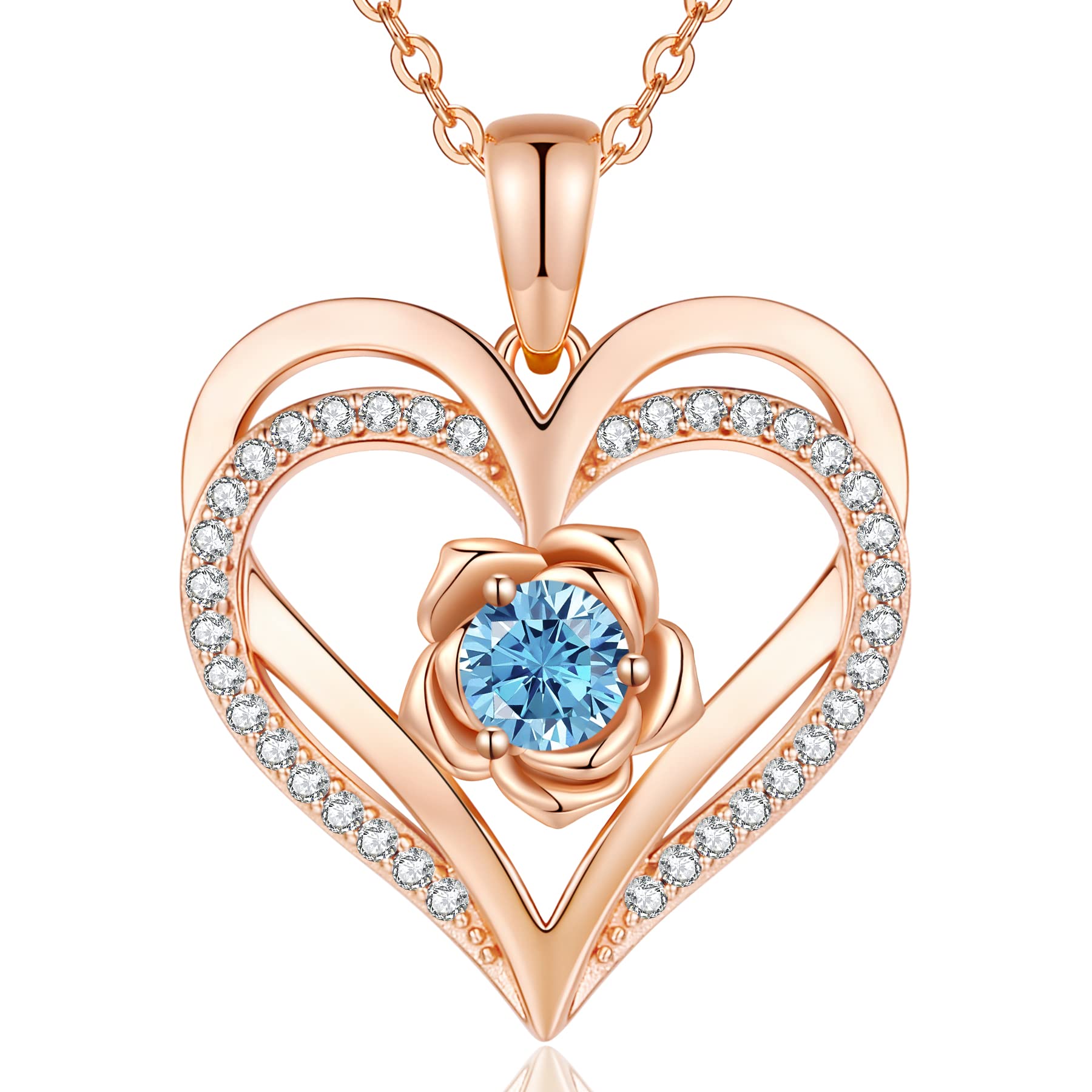 CDE Collana Donna Cuore Rosa Pietra di Nascita,Romantico Gioielli per Lei | Collana Pendente con Pietra di Nascita Compleanno Natale Regalo per Lei,Mamma,Fidanzata,Moglie,Amica San Valentino