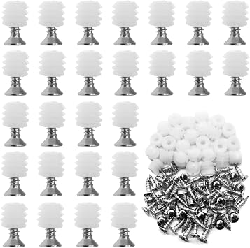 Pack of 100 Hinge Dowels 10 mm, Plastic Hinge Dowel Inserts with Screws, Hinge Extension Dowels for Cabinet Doors, Furniture Repair and Door Hinges