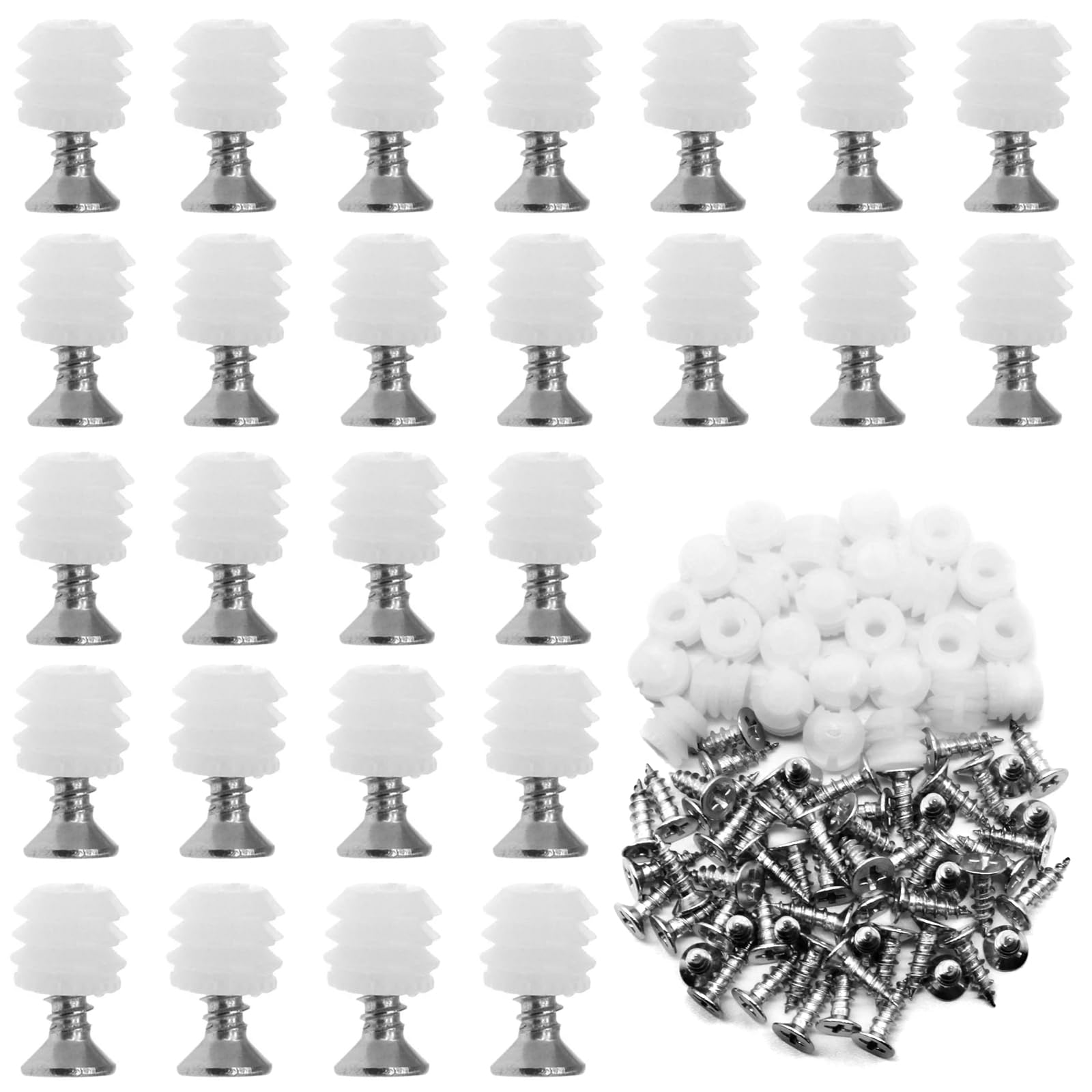 100 pezzi Boccole distanziali 10 mm, inserti per cerniere in plastica con viti, inserti di espansione per cerniere di armadi, riparazione di mobili e cerniere per porte