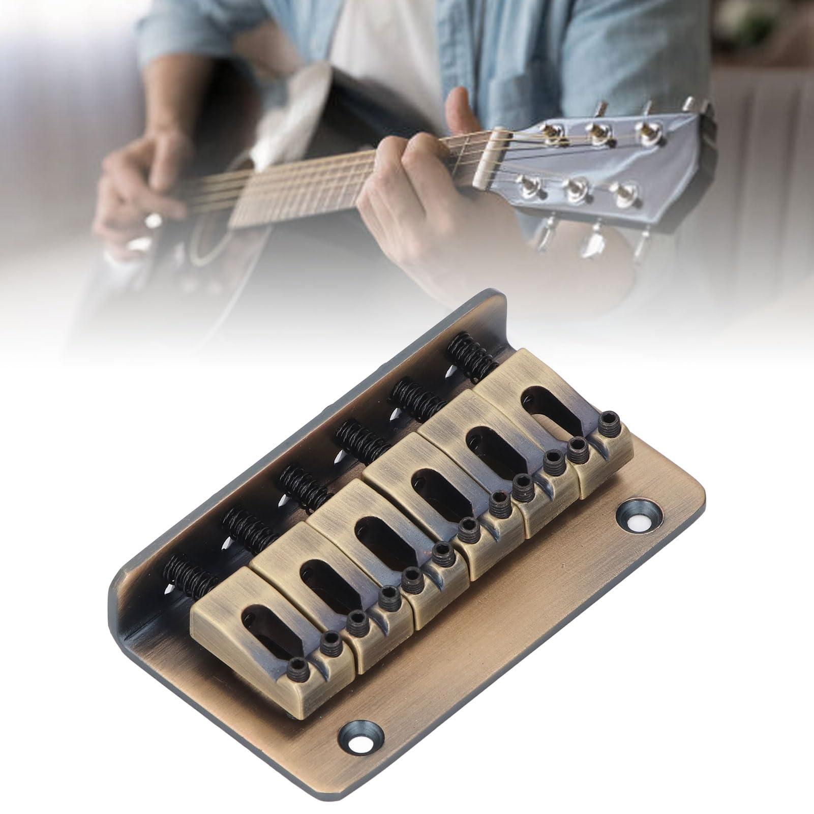 Alloy Guitar Bridge, 73mm Bronze Colour Musical String Saddle Bridge 6 String Bridge - Image 3