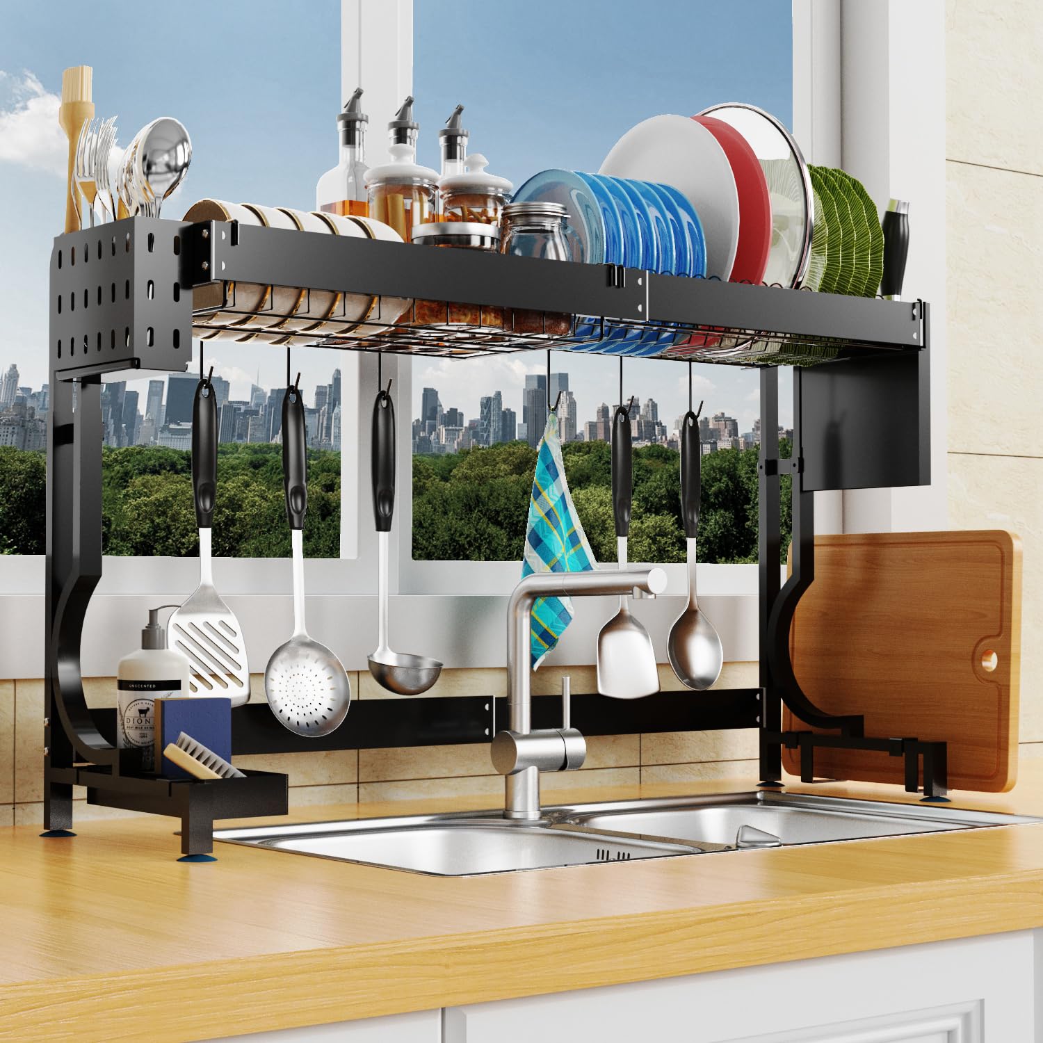 MINGLING Over The Sink Dish Drying Rack, Expandable Dish Rack (21.1