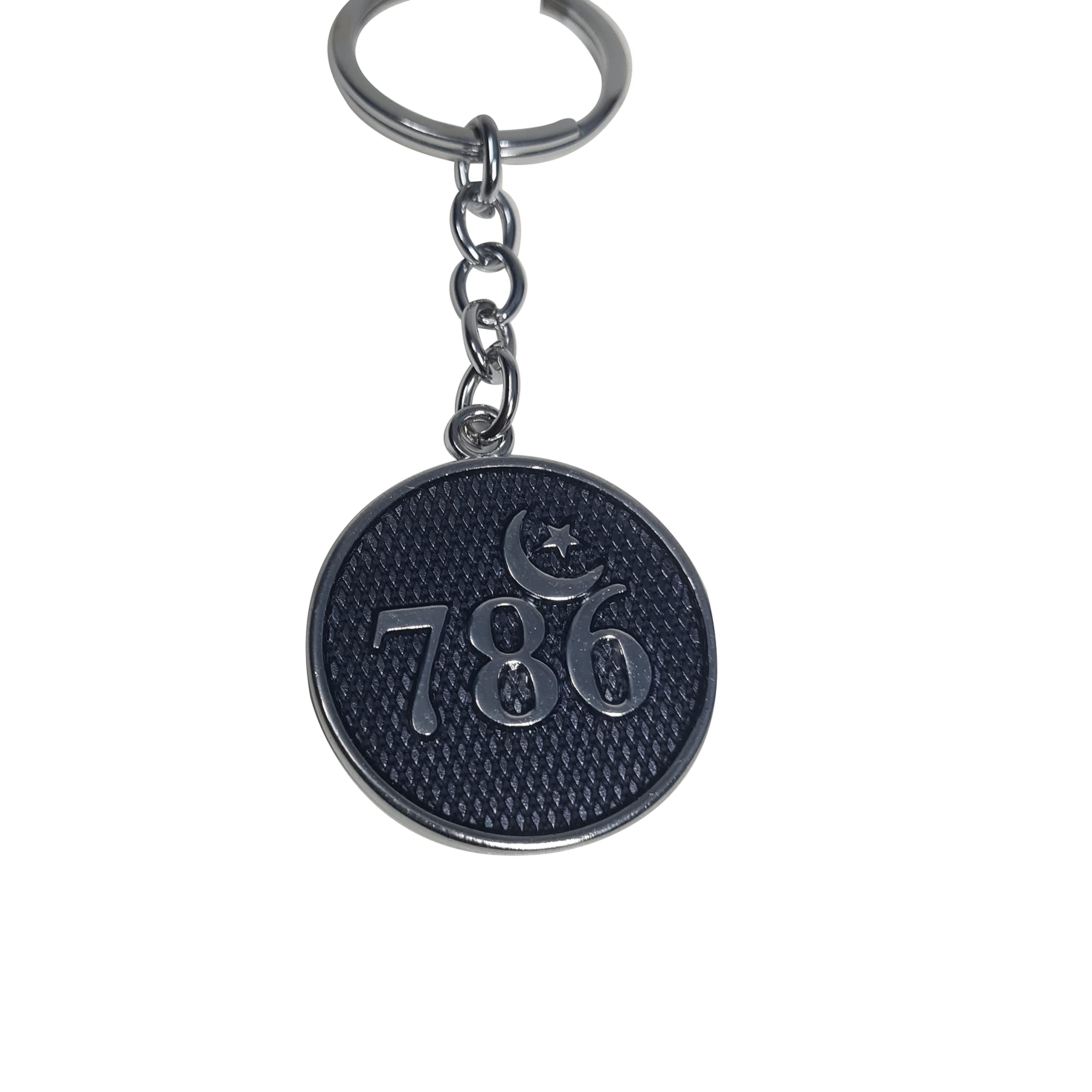 Islamic 786 Allah Lucky Number Light Blue Crecent Moon Star Spiritual, Best for Gifting Zinc Metal Religious Keychain Unisex-picture-51