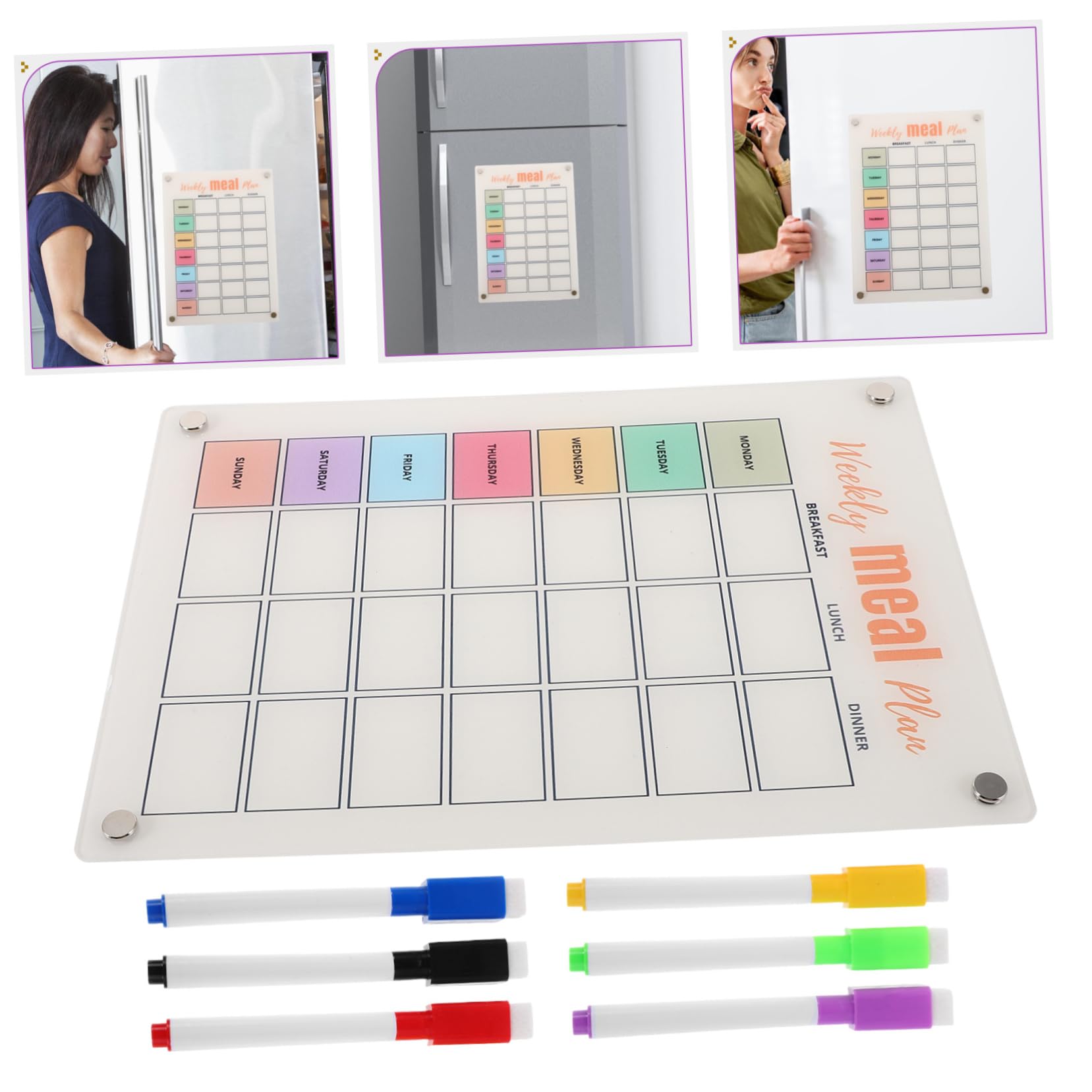 jojofuny Calendario Magnetico Cancellabile Per Frigorifero Lavagna Settimanale Per Pianificazione Familiare Menu e Spesa Include Pennarelli Facile Da Usare e Organizzare