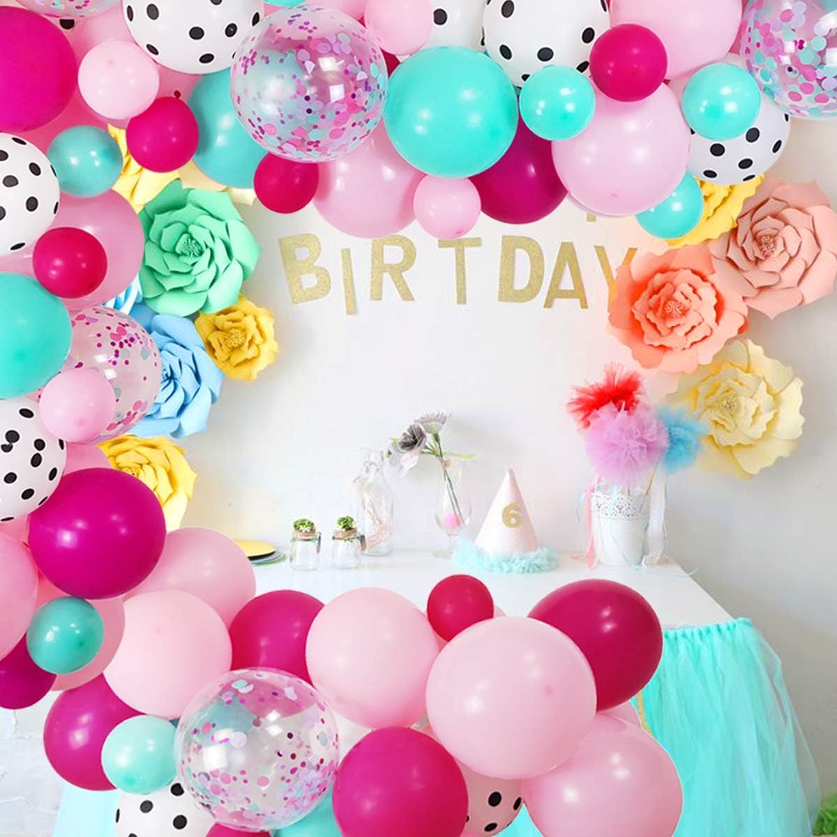 Surprise Party Decorations Balloons Garland Kit- 88 Pack 12" 5" Rose Red Pink Sea Foam Blue White Polka Dots Latex Balloons Confetti Balloon for Baby Shower Kids Girls Boys Surprise Birthday Surprise Party Supplies : Toys & Games