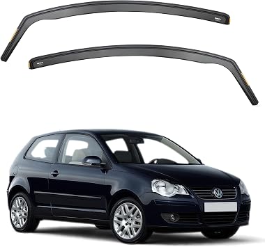 ISPEED Wind Deflectors For VW Polo MK4 2001-2009 3-Door Hatchback 2pc Set | Keep Your Car Ventilated In Rain & Wind, Reduce Wind Turbulence, Easy Installation, Tinted, In-Channel Deflectors