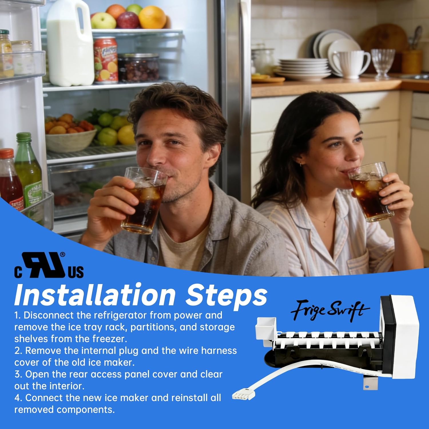 241798231 241798224 Ice Maker, Auto Start-Stop, Replaces 241798201, 5304456671, 241642501, Compatible with Electrolux, Frigidaire, Kenmore, and Gibson Refrigerators 241798224 Ice Maker Replacement