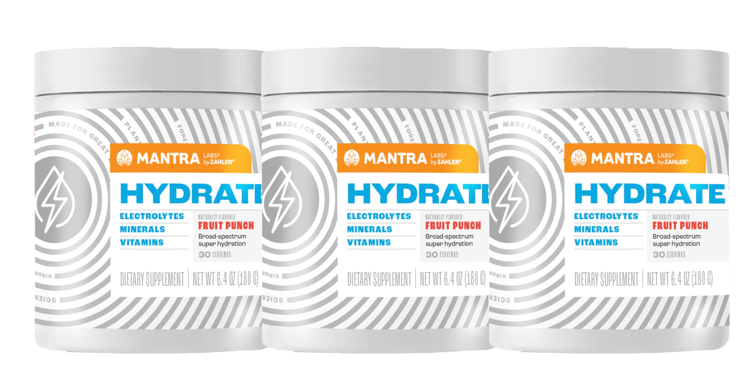 Zahler Mantra Game-Changing, Great-Tasting, Sugar-Free Hydration Supplement, Fruit Punch Flavored, 90 Servings.