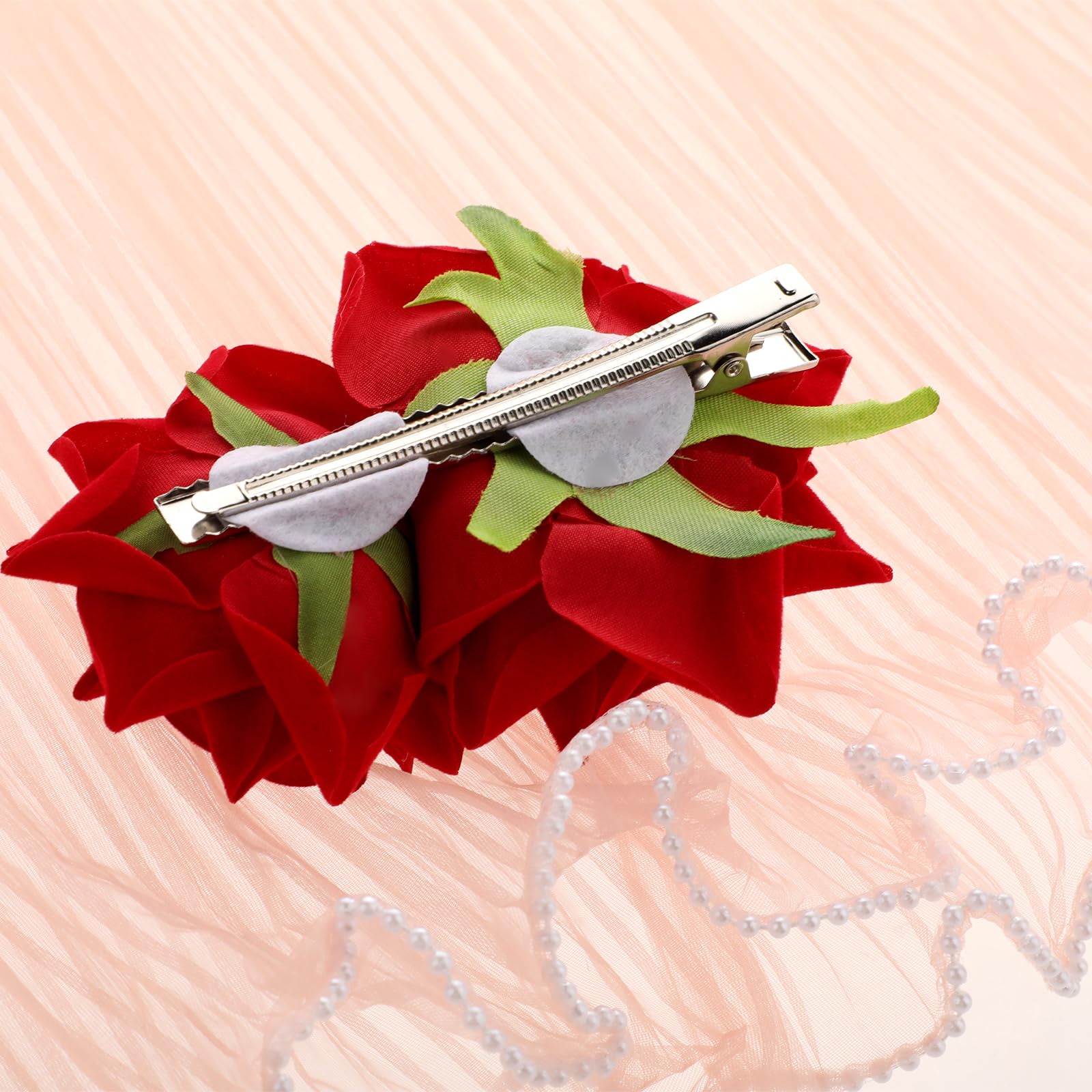 Qianyu Rose Flower Hair Combs Red Rose Flower Bohemia Flannel Elegant Hairpins Bride Hanfu Costume Hair Clips Decor Accessories for Women Girls Party Wedding Mother's Day Headpieces - Image 4