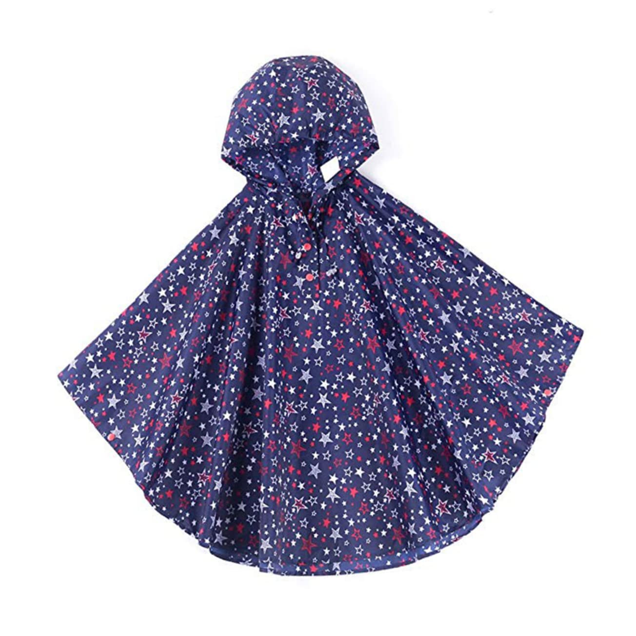 2piezas Chubasquero Infantil Poncho Capucha Diseño De Estrellas Azul Para Caminatas y Escolar