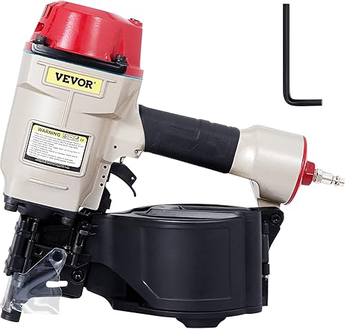 VEVOR Clavadora de revestimiento de bobina CN70, pistola de clavos neumática de 1-34 pulgadas a 2-34 pulgadas de 15 grados para revestimiento de