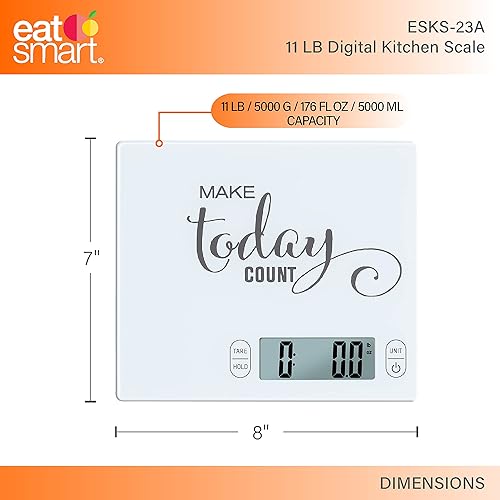Miniatura 4 de Eat Smart - Báscula de vidrio para cocina de alimentos de 11 libras con mensaje inspirador