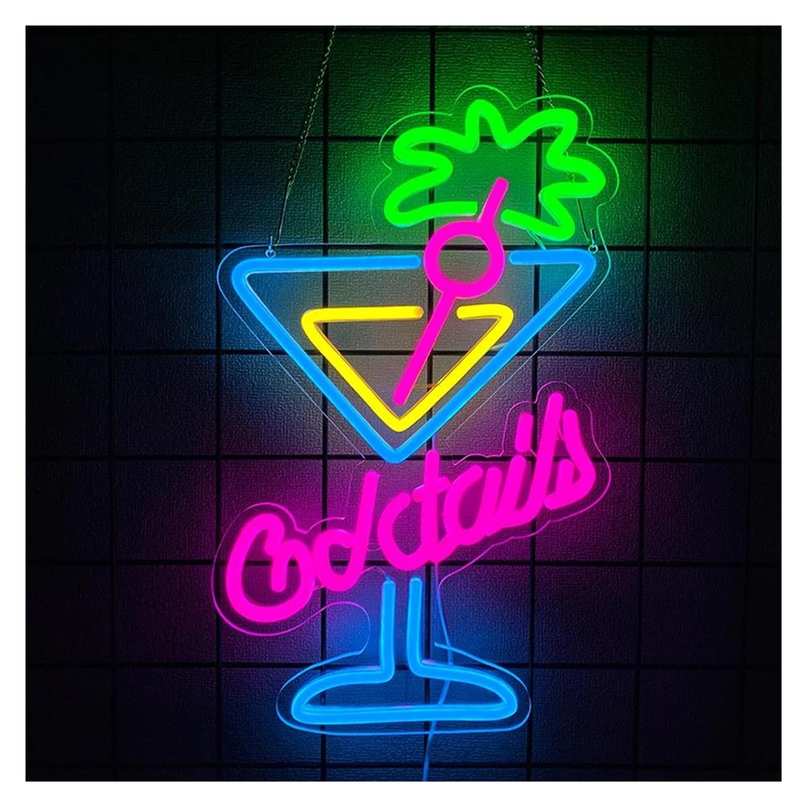 SHOUXI Sign Lamp Cocktail Neon Sign Light Dimmable for Party Cocktails Bar Pub Night Club Man Cave Wall Decor 25cmx40cm