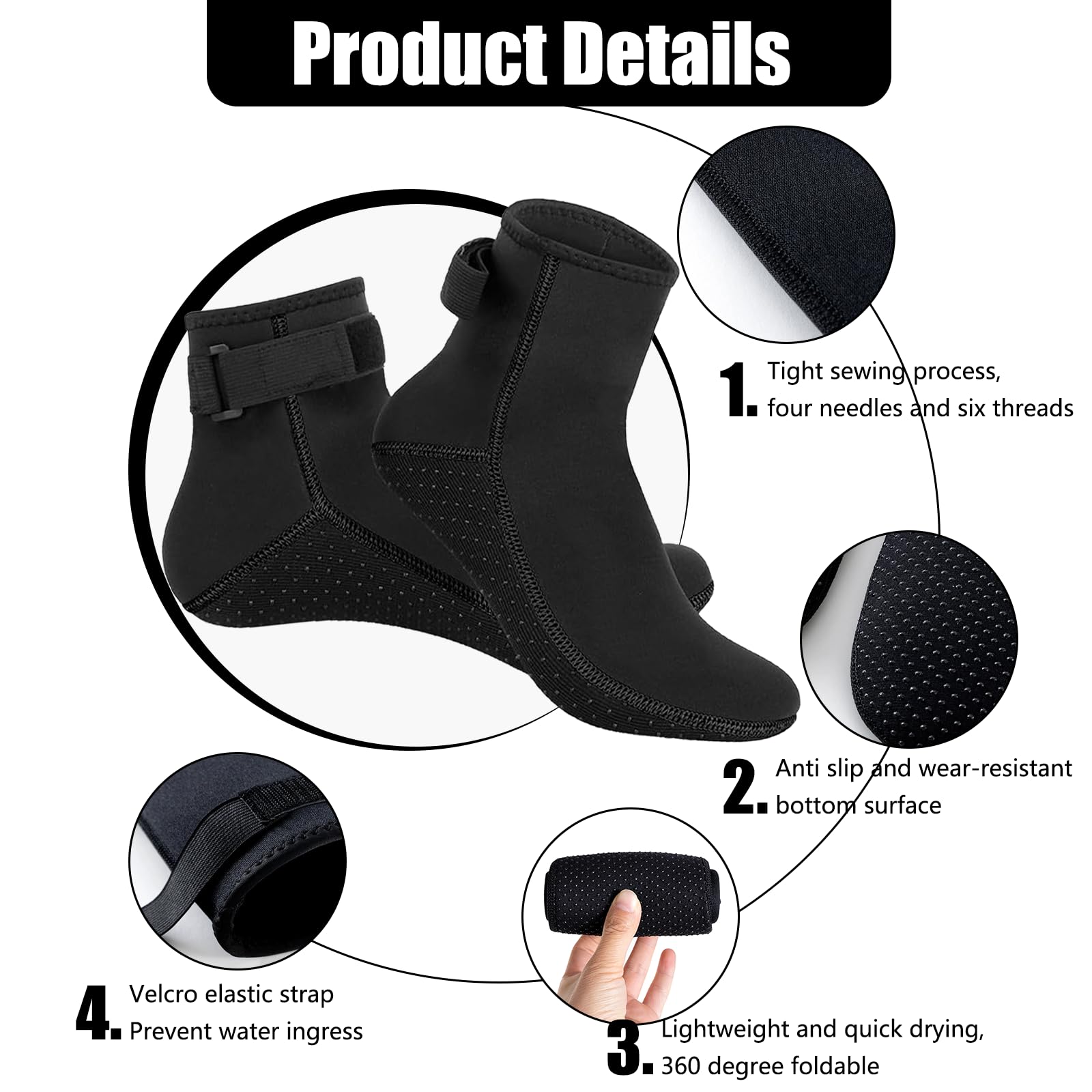 Calzini in neoprene funzione impermeabile con spessore elastico per proteggere i piedi, calzini da nuoto, calzini da immersione, calzini da beach volley, calzini da spiaggia maschili per