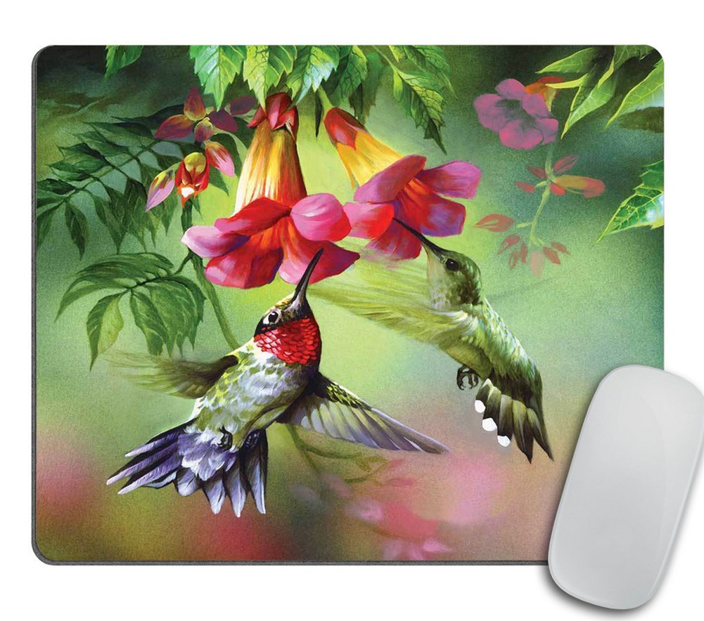 Hummingbird Flowers Mouse Pad Personalized Design Non-Slip Rubber Mousepad