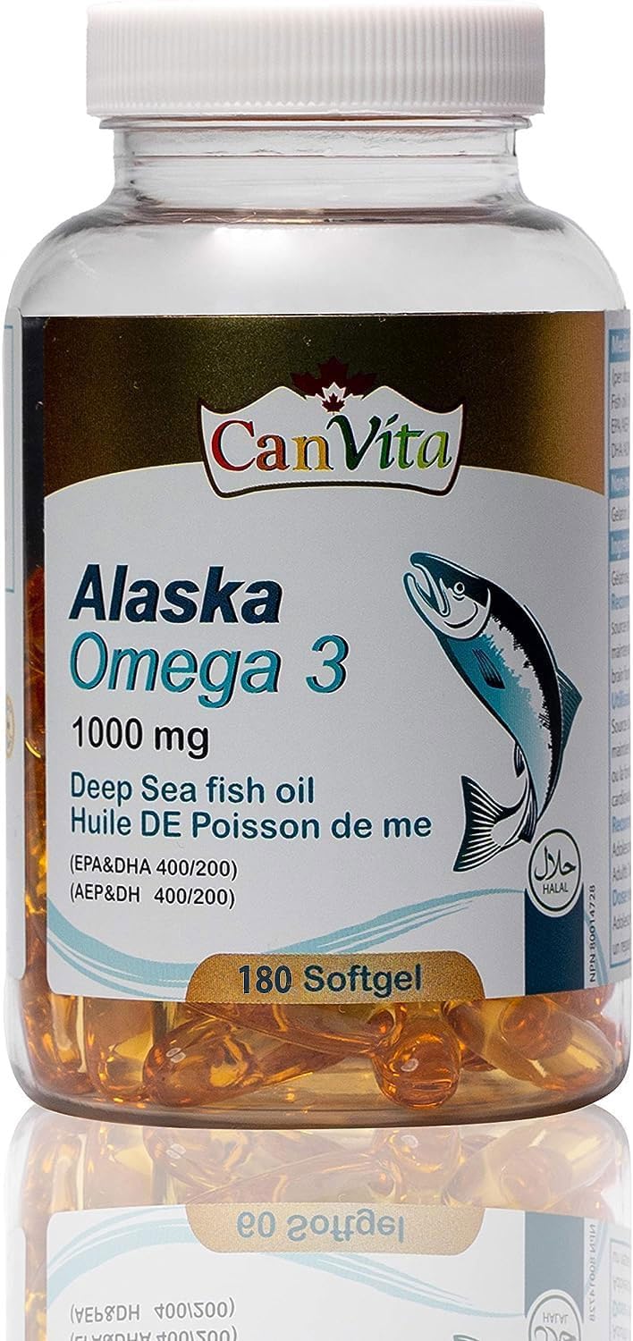Omega 3 Fish Oil Capsules 180 Softgel Halal Certified Made in Canada DHA Supplement Fish Oil Omega 3 for Eye and Brain Health - No Burps - EPA and DHA Souced Fatty Acids, Non GMO, GMP Approved