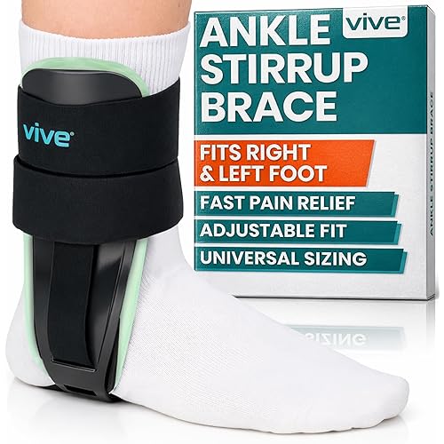 Vive Ankle Stirrup Brace - Air Gel Stabilizer for Ankle Sprain, Tendonitis Support for Men & Women - Right & Left Foot -Achilles Tendon Compression Relief -Fracture Treatment - Hot & Cold Therapy