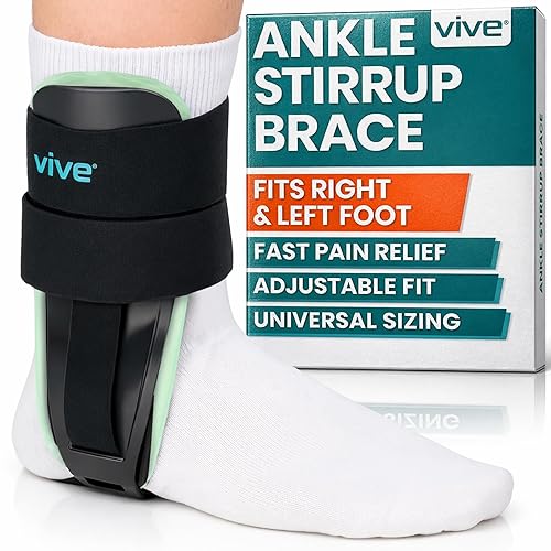 Vive Ankle Stirrup Brace - Air Gel Stabilizer for Ankle Sprain, Tendonitis Support for Men & Women - Right & Left Foot -Achilles Tendon Compression