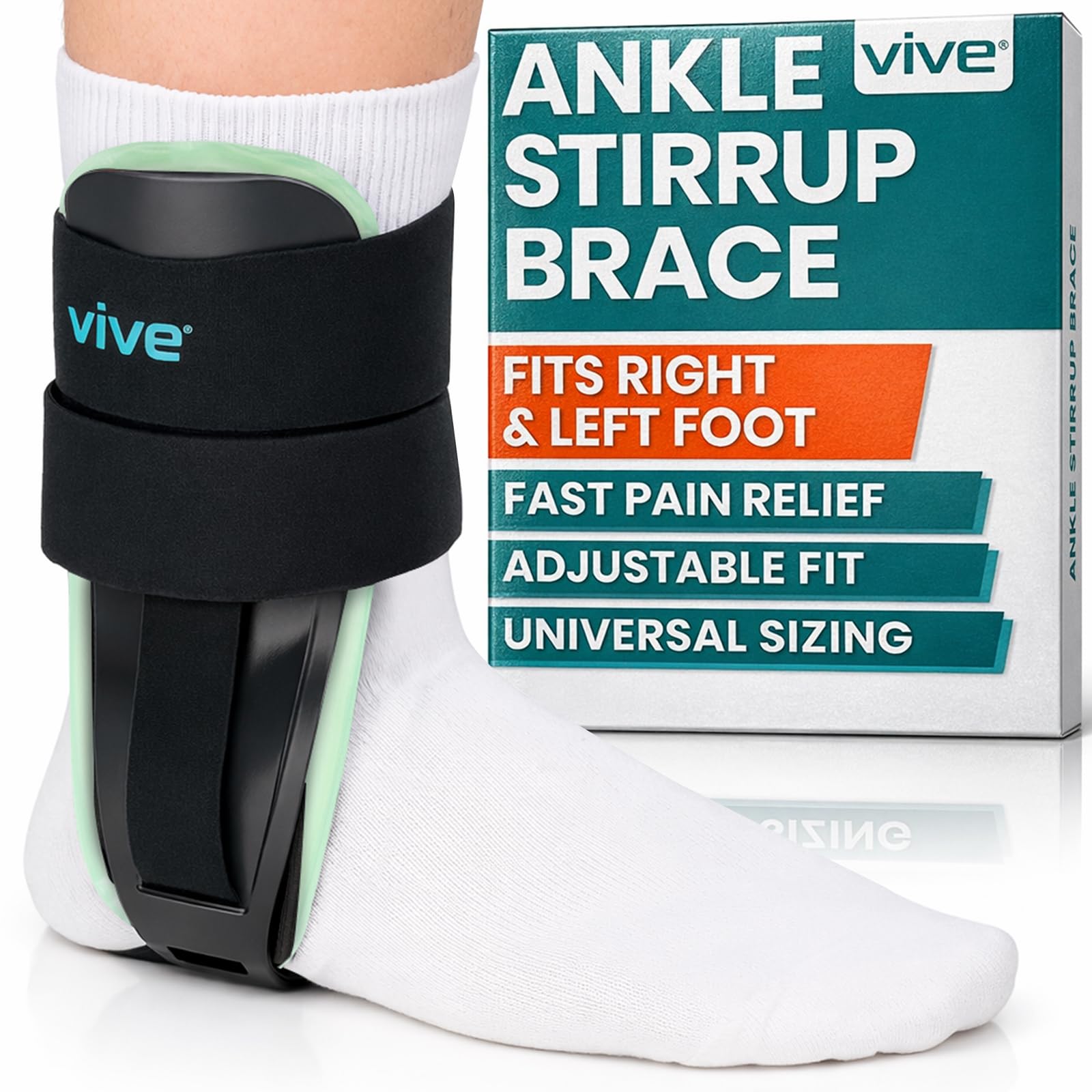 Vive Ankle Stirrup Brace - Air Gel Stabilizer for Ankle Sprain, Tendonitis Support for Men & Women - Right & Left Foot -Achilles Tendon Compression Relief -Fracture Treatment - Hot & Cold Therapy