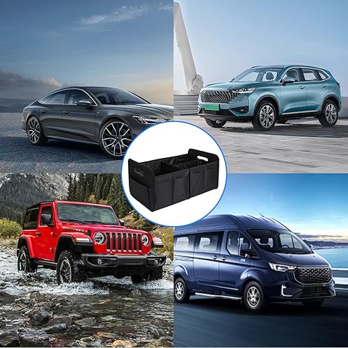 Miniatura 6 de Mandark Organizador de maletero de automóvil, organizador de almacenamiento plegable para maletero con múltiples compartimentos, accesorios de caja