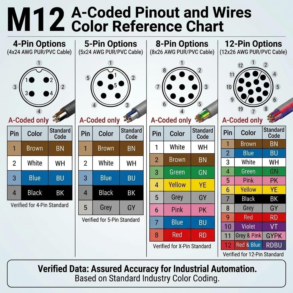 M12 5-poliges Steckerkabel, A-kodiertes industrielles Sensorkabel, wasserdichtes M12-Luftfahrt-Steckerkabel für Automatisierungssteuerung, Sensoren, Feldbusmodule und Industrieausrüstung, 10 m