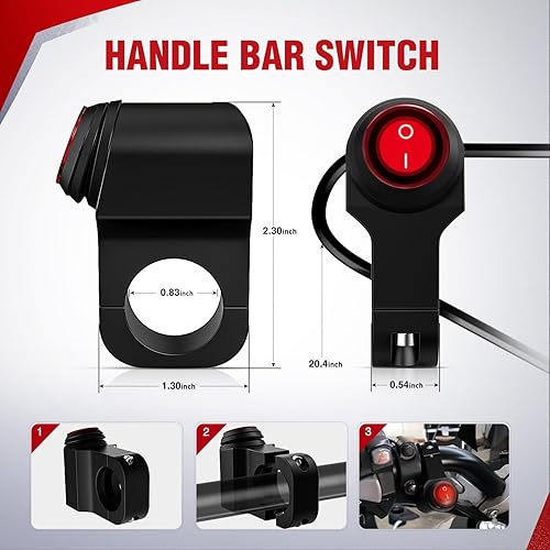 Miniatura 4 de Nilight Kit de arnés de cableado Nylon 16 AWG 2 cables 12V Interruptor de manillar de motocicleta encendido y apagado, fusible de hoja de relé