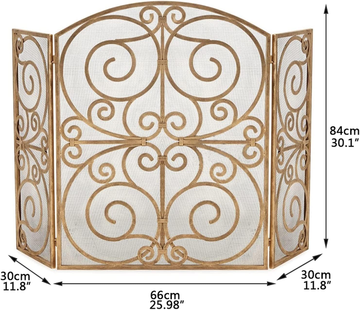 Fireplace Screen Spark Guard Free Standing Spark Guard Fireplace Screen 3 Metal Panel Wrought Iron Carved Hollow Fire Screen Mesh Indoor Large Spark Screen Home Decoration Accessories Metal Fireplace