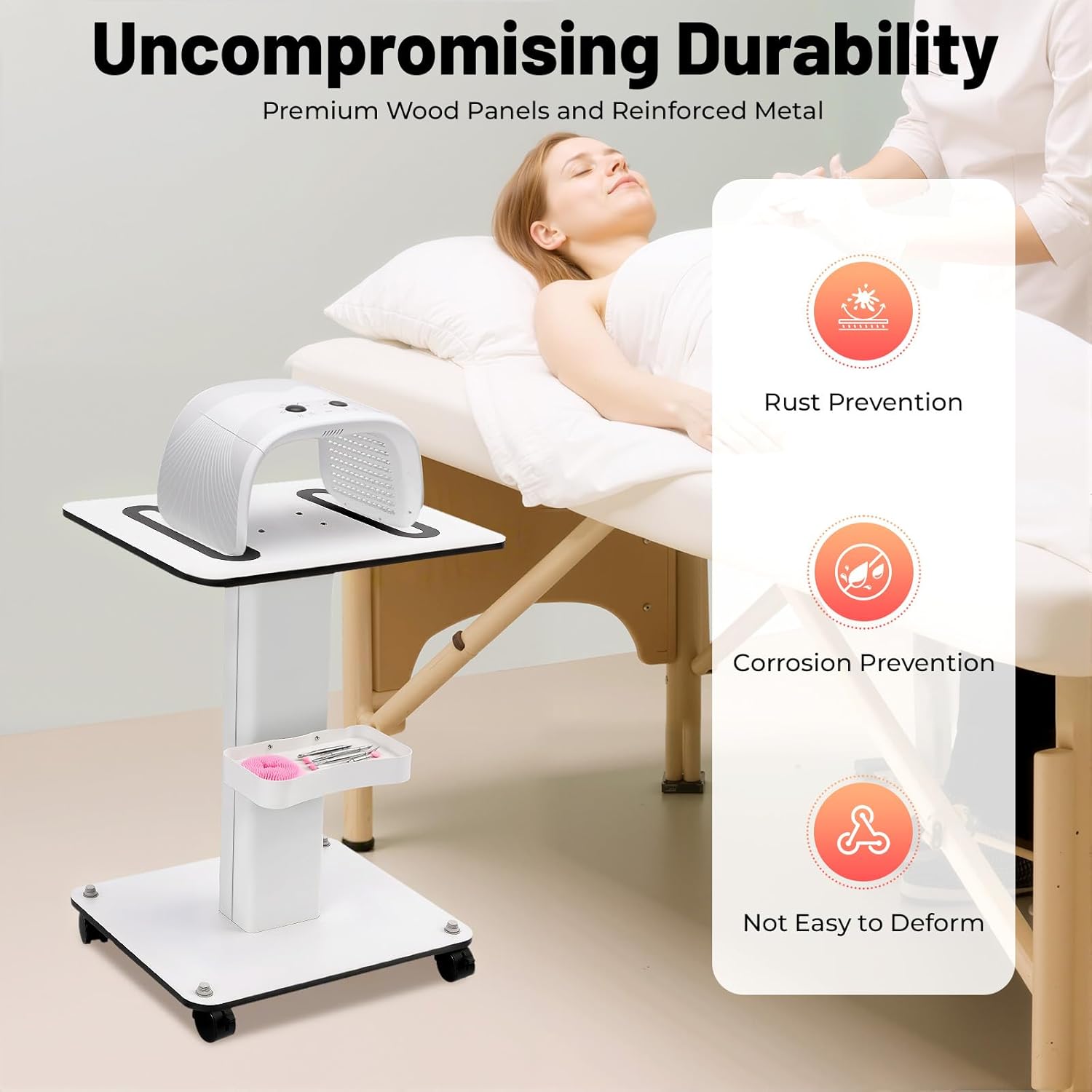 Esthetician Trolley Cart, Esthetician Rolling Beauty Spa Salon Trolley Cart with Lockable Wheels, Beauty Instrument Stand Storage Station for Beauty Salons, Barber Shops, Studios, Tattoo Etc